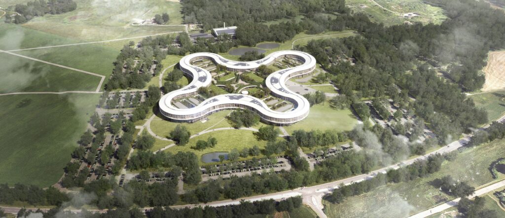 New north zealand hospital aerial architectural view