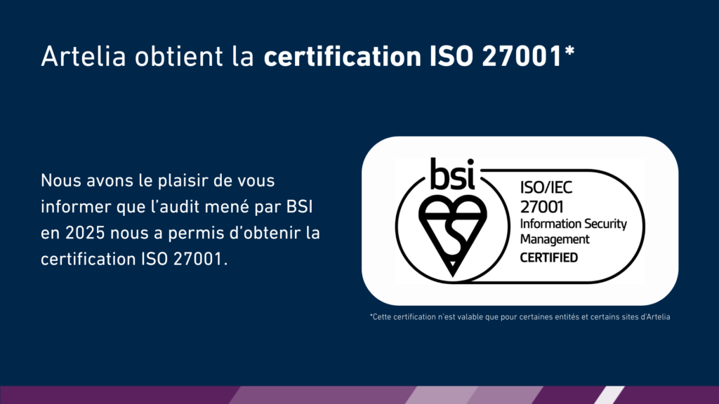 Artelia obtient la certification ISO27001