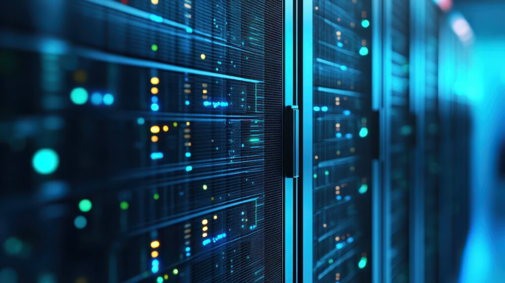 Servers in a data center, powering the digital world. explore the core of modern technology and connectivity.