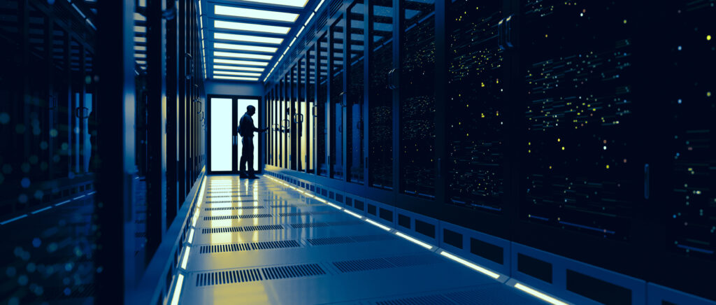 Backup cloud data service center. 3D rendering